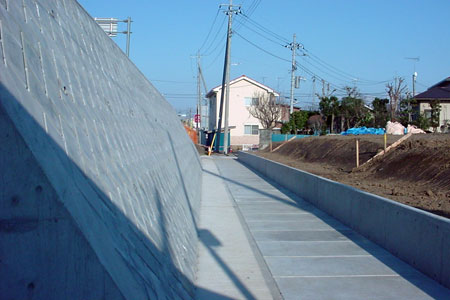 新富士見橋下のトンネルに通じる歩道(南側) [2012年3月14日撮影]