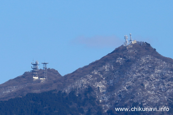 母子島遊水地からの筑波山山頂付近 [2022年2月23日撮影]