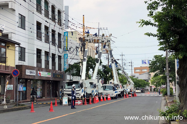 下館駅南の大通りの工事 [2022年5月20日撮影]