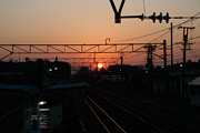 新治駅からの夕日