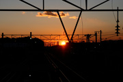新治駅からの夕日
